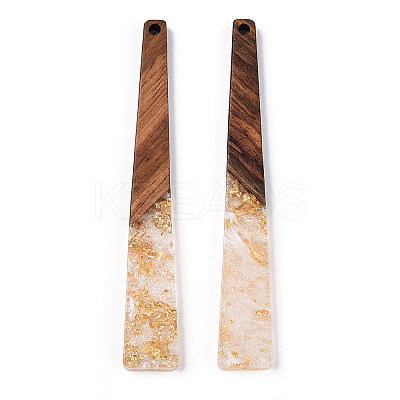 Transparent Resin & Walnut Wood Big Pendants RESI-N039-68A-1