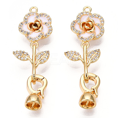 Brass Crystal Rhinestone Fold Over Clasps KK-P223-28G-01-1