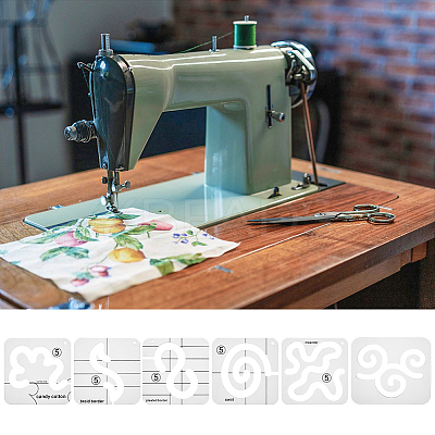 6Pcs 6 Styles Acrylic Quilting Templates DIY-HY0001-67-1