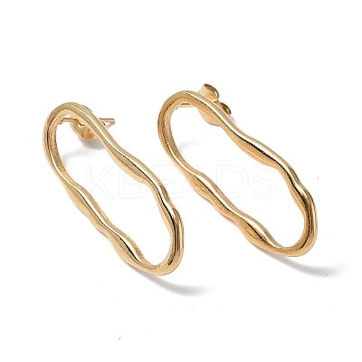 Ion Plating(IP) 304 Stainless Steel Twist Hollow Oval Stud Earrings for Women EJEW-F300-05G-1