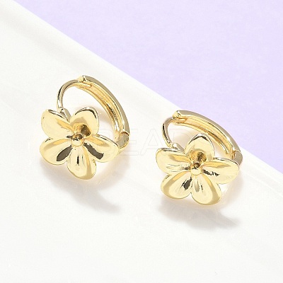 Flower Brass Hoop Earrings EJEW-Z102-01G-1