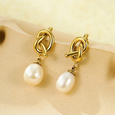 304 Stainless Steel knot Stud Earrings EJEW-C133-02G-1