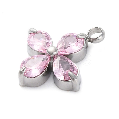 304 Stainless Steel Micro Pave Cubic Zirconia Pendants STAS-U042-06P-01-1