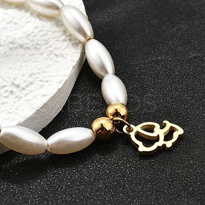 304 Stainless Steel Dog Charm Bracelets for Women BJEW-C098-10G-1