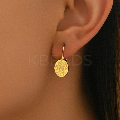 304 Stainless Steel Coin Hoop Earrings GM0292-1