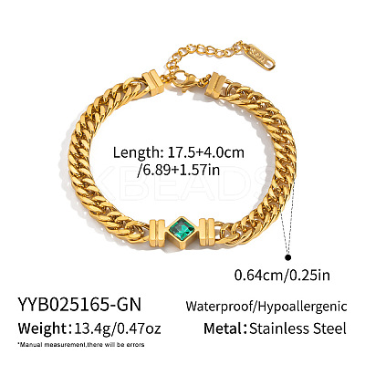 Vintage Rhombus Cubic Zirconia Link Bracelets NQ3900-1-1