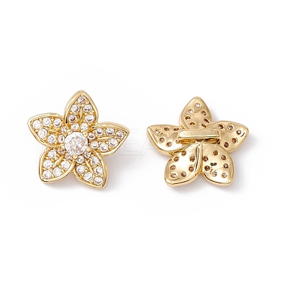 Rack Plating Brass Pave Clear Cubic Zirconia Connector Charms ZIRC-C040-17G-1