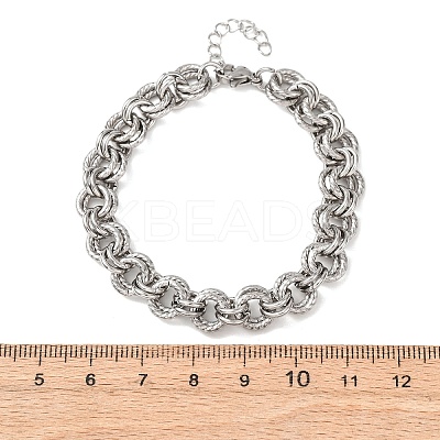 Twisted 304 Stainless Steel Double Ring Link Chains Bracelets for Women BJEW-G780-06P-02-1