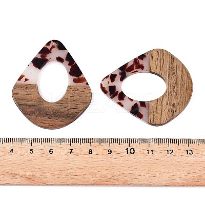 Transparent Resin and Walnut Wood Pendants RESI-T057-07B-1