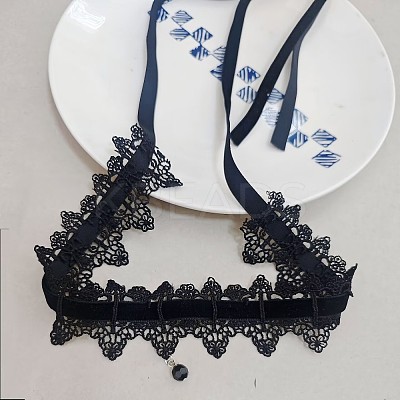 Polyester Flower Lace Wrap Knot Choker Necklaces for Women FS-WGE4196-03-1