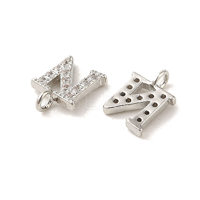 Initial Letter Brass Micro Pave Cubic Zirconia Pendants ZIRC-F008-N-1
