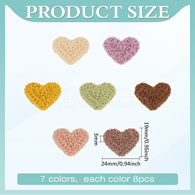 56Pcs 7 Colors Heart Polyester Embroidery Cloth Patches DIY-MA0006-84-1