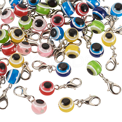 36Pcs 6 Colors Handmade Lampwork Evil Eye Pendant Decorations HJEW-TA0001-11-1