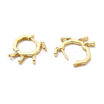 Cubic Zirconia Rectangle Dangle Hoop Earrings EJEW-Z019-03D-G-1