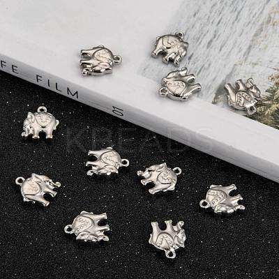 Tarnish Resistant 201 Stainless Steel Elephant Charms STAS-Q192-15-1