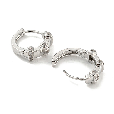 Rack Plating Brass with Cubic Zirconia Hoop Earrings for Women EJEW-G363-01P-1