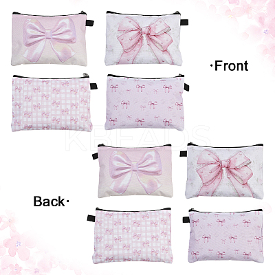 4Pcs 4 Styles Rectangle with Bowknot Printed Polyester Cosmetic Zipper Pouches ABAG-SP0001-51A-1