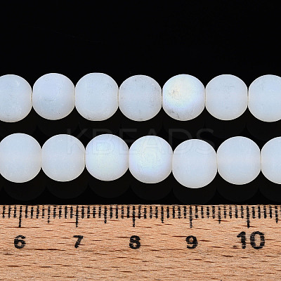 Frosted Imitation Jade Glass Beads Strands GLAA-T032-J8mm-MBB02-1