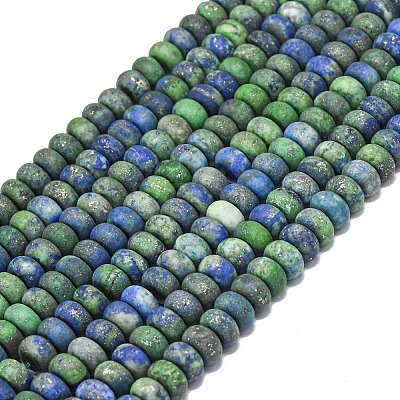Dyed Natural Chrysocolla and Lapis Lazuli Beads Strands G-P575-A35-8x5mm-1