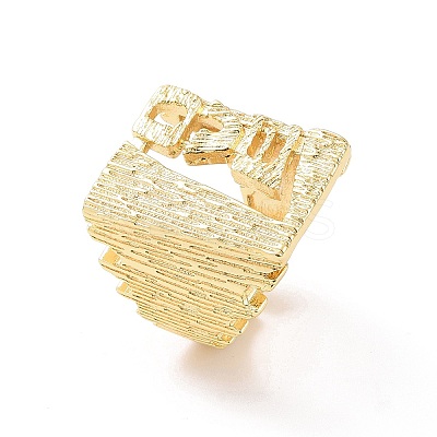 Rectangle with Word Mco Brass Open Cuff Ring RJEW-G270-06G-1