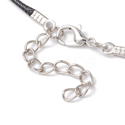 Glass Seed Beads & Glass Pearl Round Beaded Bear Pendant Waxed Cotton Cord Necklaces for Women Men NJEW-MZ00126-04-1