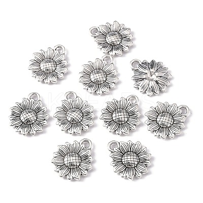 Sunflower Tibetan Style Alloy Pendants TIBEP-R344-35AS-LF-1