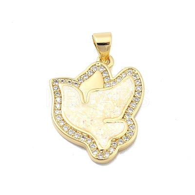 Brass Micro Pave Clear Cubic Zirconia Pendants KK-A221-15B-G-1