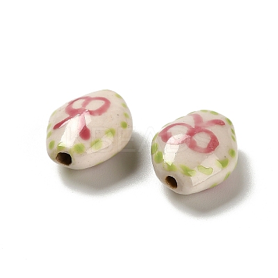 Flower Theme Printed Handmade Porcelain Beads LS-LAMP-D303-06A-02-1