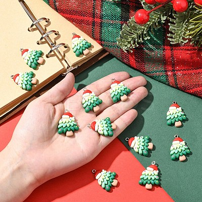 12Pcs Christmas Opaque Resin Pendants RESI-YW0004-83-1
