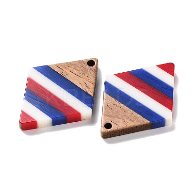 Independence Day Opaque Striped Resin & Walnut Wood Pendants RESI-U010-02Q-1