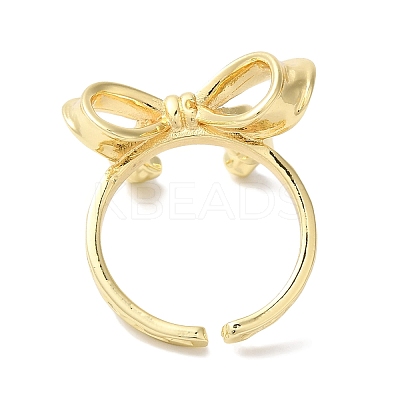 Bowknot Brass Open Cuff Rings for Women LS-RJEW-C098-28G-1