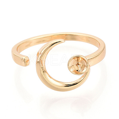 Moon Brass Micro Pave Clear Cubic Zirconia Cuff Ring Settings KK-T076-23G-1