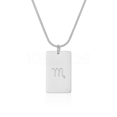 European Style 304 Stainless Steel Zodiac Pendant Necklaces for Women NF9603-8-1