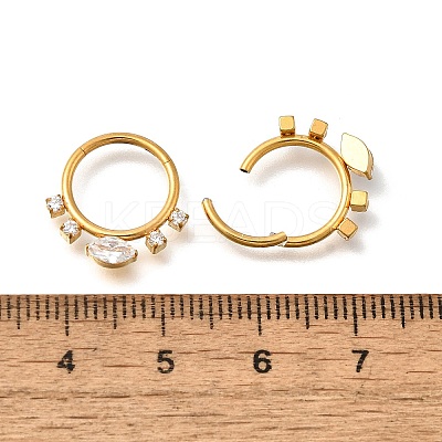 304 Stainless Steel Clear Cubic Zirconia Horse Eye Hoop Nose Rings AJEW-D306-11G-1