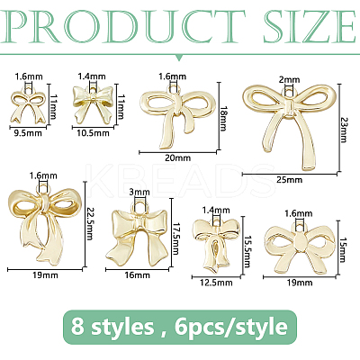 48Pcs 8 Styles Bowknot Alloy Pendants FIND-DC0007-72C-1