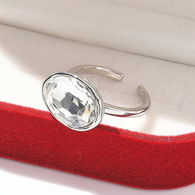 Oval Brass Cuff Rings for Women RJEW-G337-06P-03-1