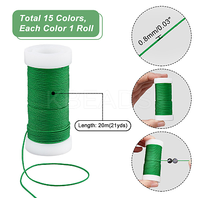 15 Rolls 15 Colors Nylon Braided Cord OCOR-PH0001-88-1