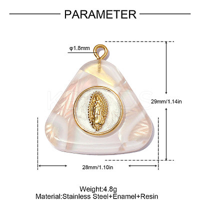 304 Stainless Steel Resin Pendants OY013-39G-1