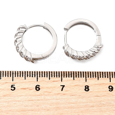 Brass Micro Pave Clear Cubic Zirconia Hoop Earrings EJEW-Z121-13P-1