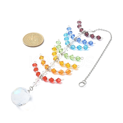 Faceted Round Glass Pendants Decoration HJEW-TA00023-1