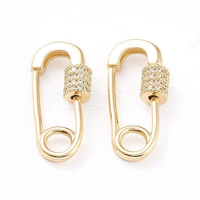 Brass Micro Pave Clear Cubic Zirconia Screw Carabiner Lock Charms X-ZIRC-L093-51G-1