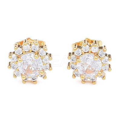 Cubic Zirconia Flower Stud Earrings EJEW-N011-60E-1