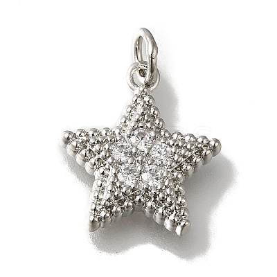 Rack Plating Brass Micro Pave Clear Cubic Zirconia Pendnat KK-H485-27P-1