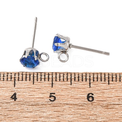304 Stainless Steel Micro Pave Cubic Zirconia Stud Earring Findings STAS-H240-56P-09-1
