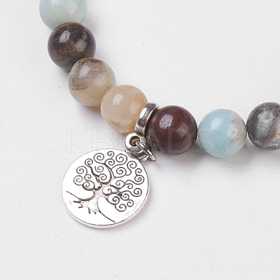 Natural Flower Amazonite Stretch Bracelets BJEW-JB03771-02-1