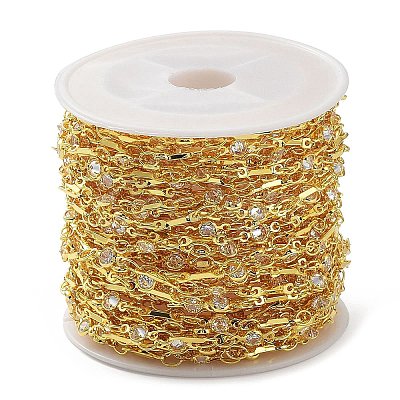 Real 18K Gold Plated Brass Flat Round & Bar Link Chains CHC-C001-08G-1