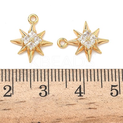 Brass Micro Pave Cubic Zirconia Star Charms KK-A281-13A-G-1