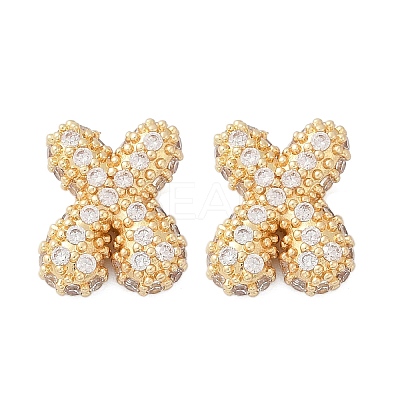 Brass Micro Pave Cubic Zirconia Stud Earrings EJEW-Z091-04G-X-1