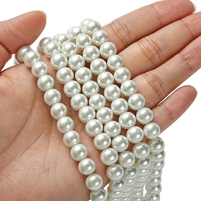 Eco-Friendly Dyed Glass Pearl Round Bead Strands X-HY-A002-8mm-RB001-1