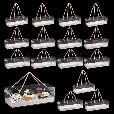 18 Sets 3 Styles Portable Transparent Plastic Swiss Cake Roll Sandwich Holder Box CON-NB0002-13-1